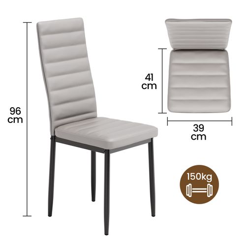 Lot De 4 Chaises En Pu - Gris