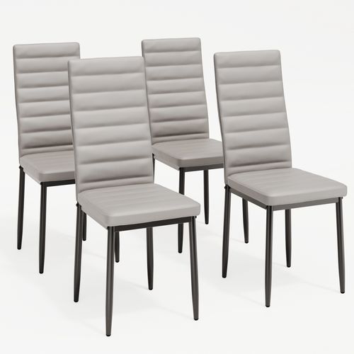 Lot De 4 Chaises En Pu - Gris