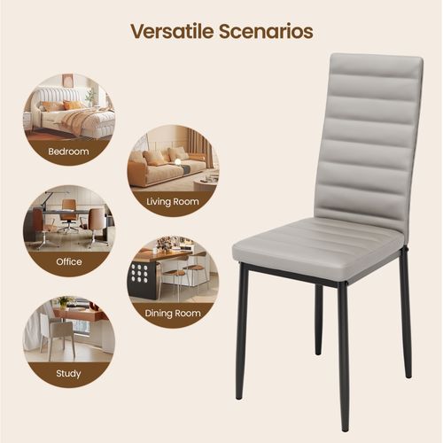 Lot De 4 Chaises En Pu - Gris
