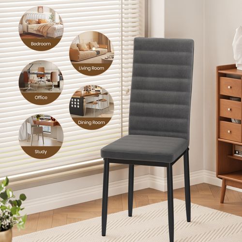 Lot De 4 Chaises En Velours - Gris Foncé