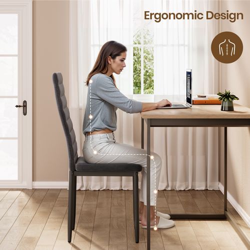 Lot De 4 Chaises En Velours - Gris Foncé