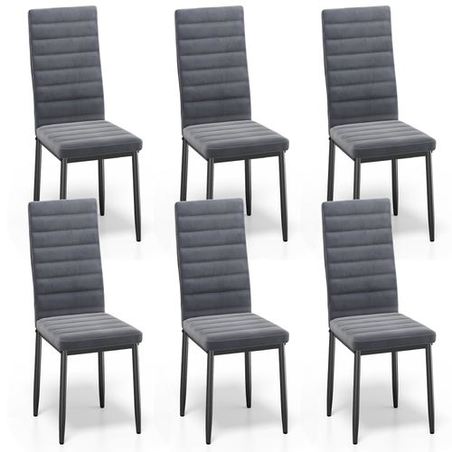 Lot De 4 Chaises En Velours - Gris Foncé