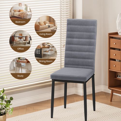 Lot De 6 Chaises En Velours - Gris Clair