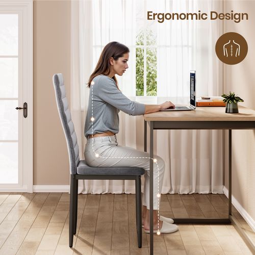 Lot De 6 Chaises En Velours - Gris Clair