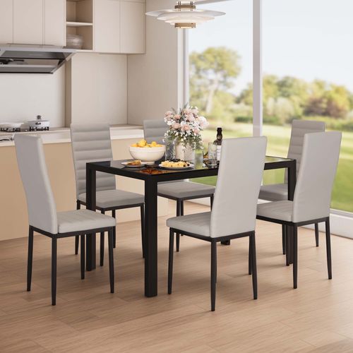 Lot De 4 Chaises En PU - Gris