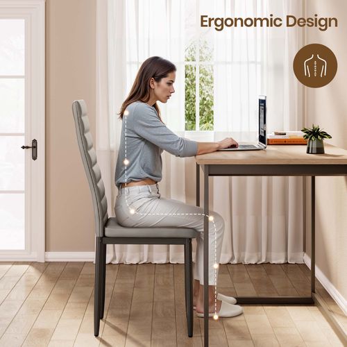 Lot De 4 Chaises En PU - Gris