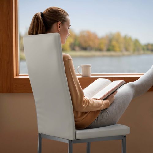 Lot De 4 Chaises En PU - Gris