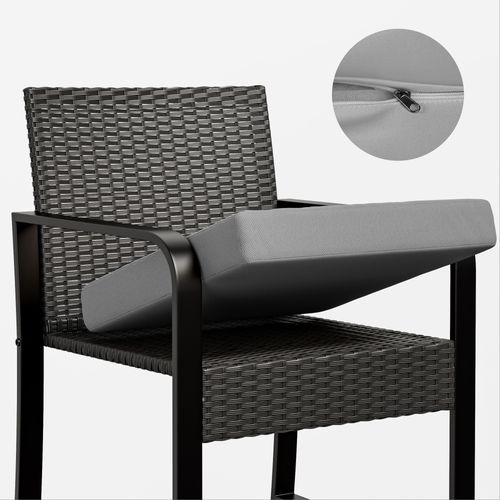 Jardin 2 Places Set De Acier Avec Coussin Table Verre Trempé Ensemble De Meuble Pour Patio Gris