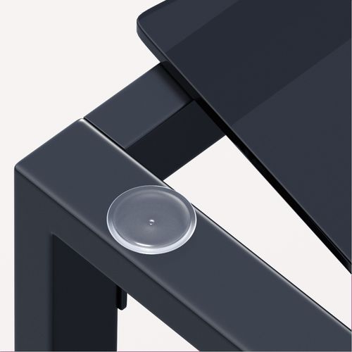 Jardin 2 Places Set De Acier Avec Coussin Table Verre Trempé Ensemble De Meuble Pour Patio Gris