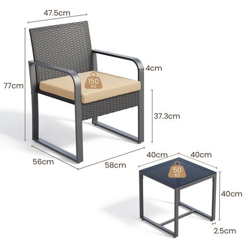 Jardin 2 Places Set De Jardin Acier Avec Coussin Table Verre Trempé Ensemble De Meuble Pour Patio