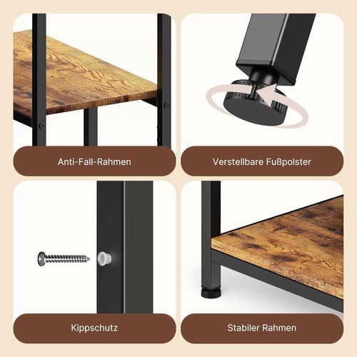 Bibliothèque Étagère De Rangement 7 Niveaux Cadre En Métal Pieds Réglable 100 X 30 X 180 Cm Marron