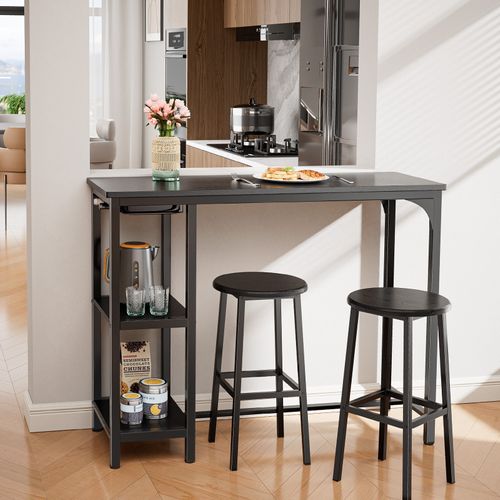 Table Haute Mange Debout 2 Tabouret Table De De Meubles De Salle à Manger Cadre En Acier Noir