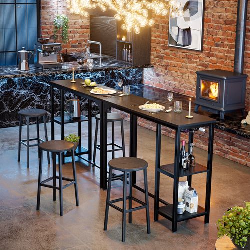 Table Haute Mange Debout 2 Tabouret Table De De Meubles De Salle à Manger Cadre En Acier Noir