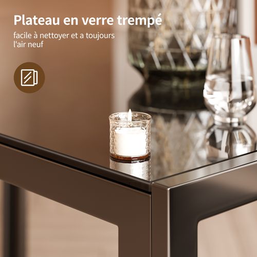 Table à Manger Verre Trempé Rectangle 6 Personnes Cadre Pied En Metal Noire 130 X 70 X 75 Cm