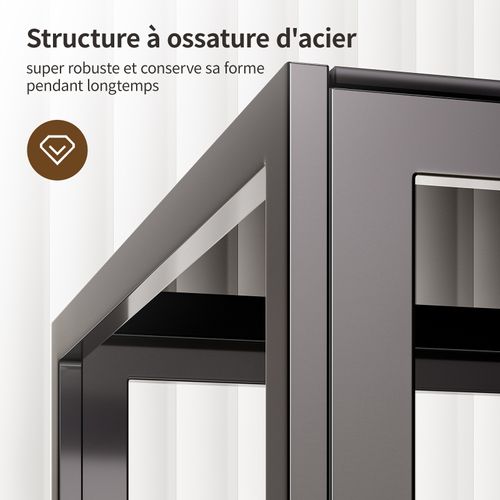 Table à Manger Verre Trempé Rectangle 6 Personnes Cadre Pied En Metal Noire 130 X 70 X 75 Cm