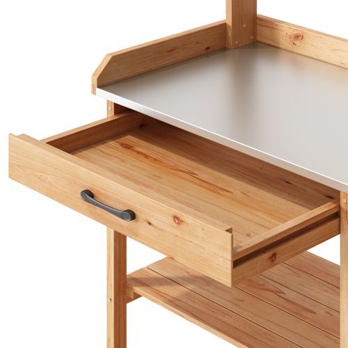 Table De Rempotage Placard De Rangement Extérieur Bois Sapin Table Jardinage Plateau Métal