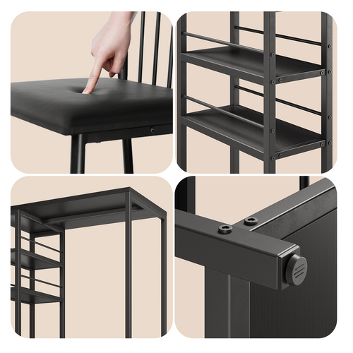 Ensemble Table De Bar Avec 2 Chaises Table De Bar Noir De 91 Cm