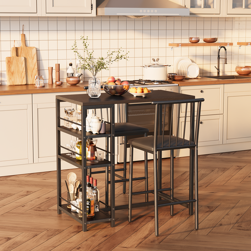 Ensemble Table De Bar Avec 2 Chaises Table De Bar Noir De 91 Cm