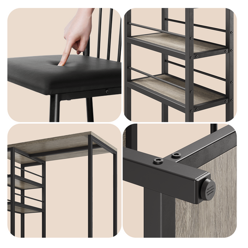 Ensemble Table De Bar Avec 2 Chaises Table De Bar Gris De 91 Cm