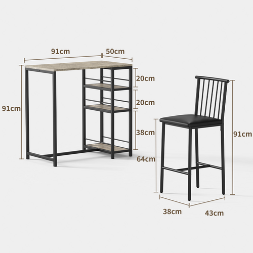 Ensemble Table De Bar Avec 2 Chaises Table De Bar Gris De 91 Cm