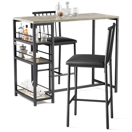 Ensemble Table De Bar Avec 2 Chaises Table De Bar Gris De 91 Cm