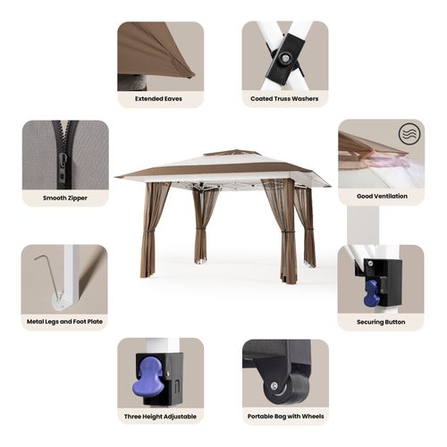 Bealife Tonnelle Pliante 3x3 Imperméable Tonnelle Jardin Exterieur Barnum Uv 50+ Anti-insectes Beige