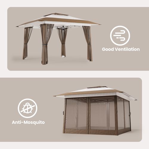 Bealife Tonnelle Pliante 3x3 Imperméable Tonnelle Jardin Exterieur Barnum Uv 50+ Anti-insectes Beige