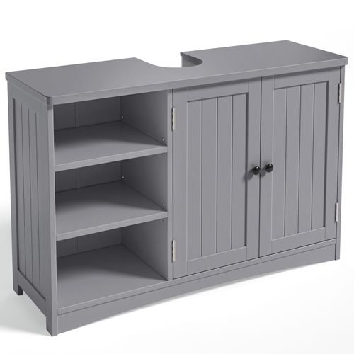 Meuble Sous Lavabo Salle De Bain Rangement Sur Pied 2 Portes 3 Étages Étagères 90 X 30 X 60 Cm