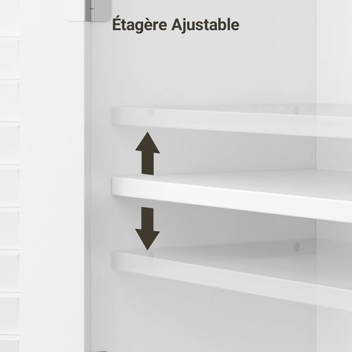 Meuble Machine à Laver Rangement Sur Pied 1 Compartiment Ouvert 2 Portes Étagères 65 X 22 X 164cm