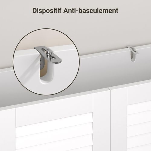 Meuble Machine à Laver Rangement Sur Pied 1 Compartiment Ouvert 2 Portes Étagères 65 X 22 X 164cm