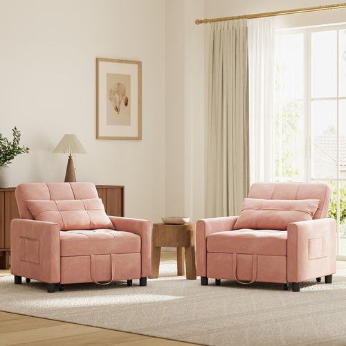 Fauteuil Convertible En Tissu 78x86x84 Cm - Rose