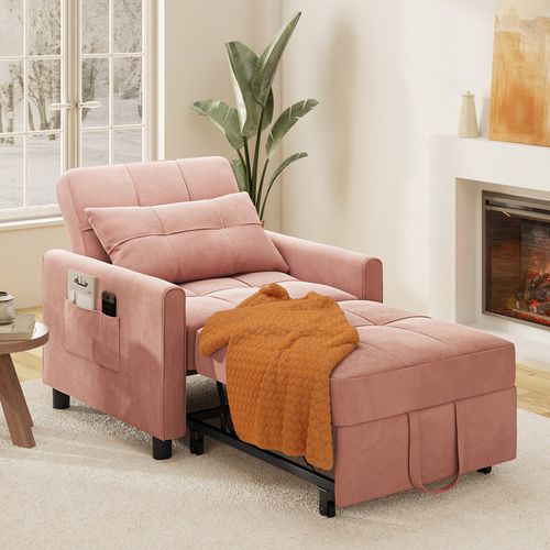 Fauteuil Convertible En Tissu 78x86x84 Cm - Rose