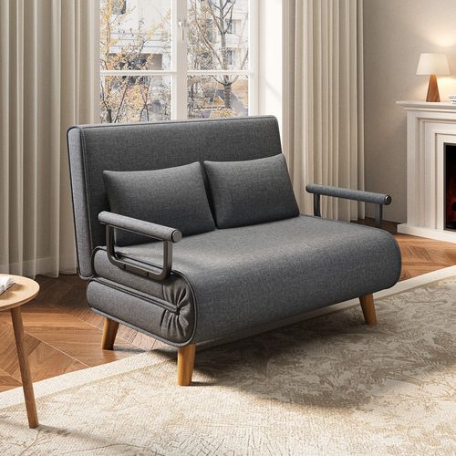 Fauteuil Convertible 2 Place Canapé Lit Modulable Chaise Longue 2 Coussin Réglable