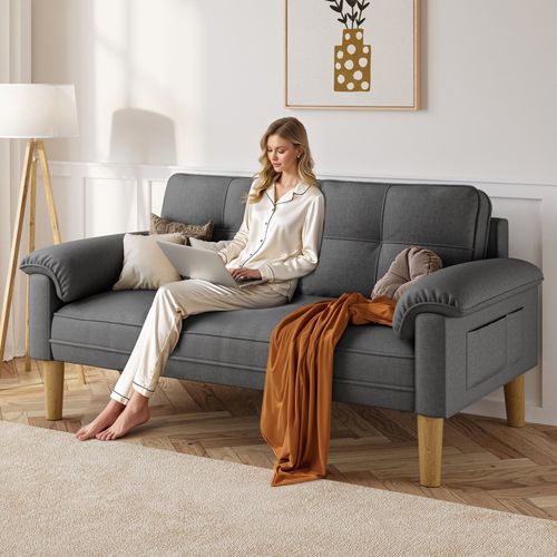 Canapé 2 Places Relax Tissu Gris Foncé,145 X 77 X 77 Cm