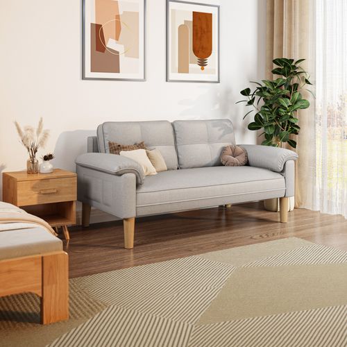 Canapé 2 Places Relax Tissu Gris Clair，145 X 77 X 77 Cm