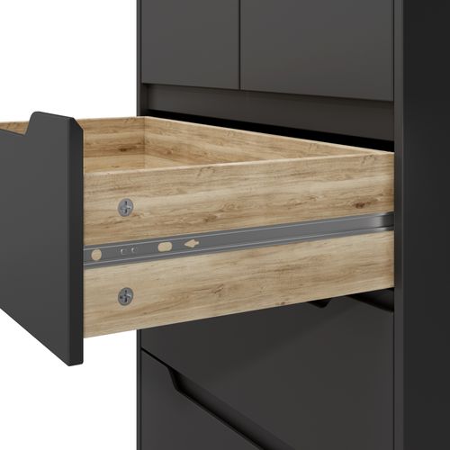 Commode 5 Tiroirs Chiffonnier Noir 72 X 41 X 94 Cm