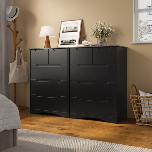 Commode 5 Tiroirs Chiffonnier Noir 72 X 41 X 94 Cm