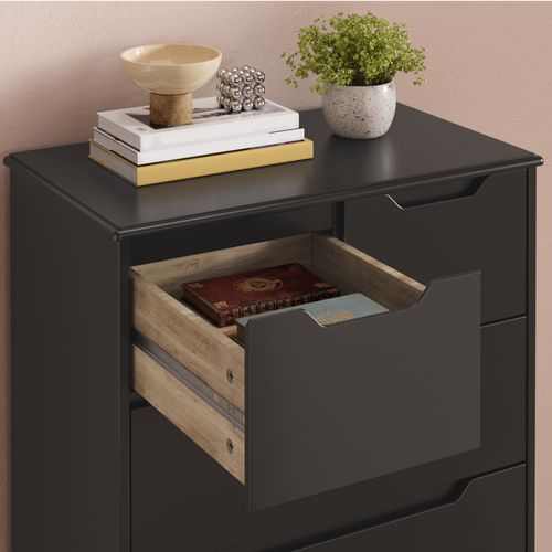 Commode 5 Tiroirs Chiffonnier Noir 72 X 41 X 94 Cm