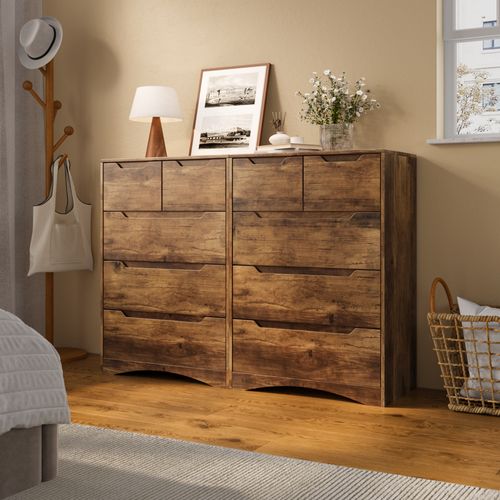 Commode 5 Tiroirs Chiffonnier Marron 72 X 41 X 94 Cm