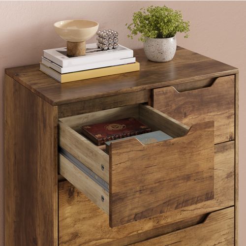 Commode 5 Tiroirs Chiffonnier Marron 72 X 41 X 94 Cm