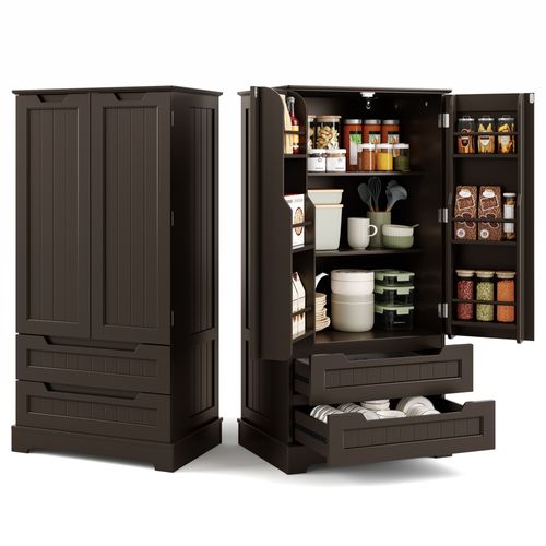 Buffet De Cuisine Avec 2 Tiroirs Et 2 Portes - Marron