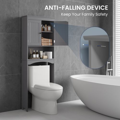 Meuble Wc Étagère Sur Pied Rangement Avec Compartiment Ouverts 2 Portes Étagères Réglables