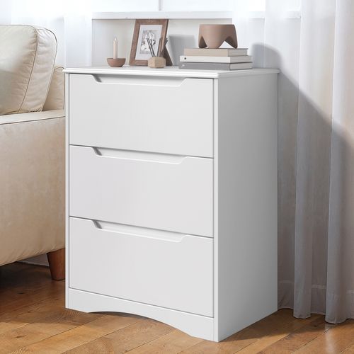 Commode 3 Tiroirs Chiffonnier Blanc 62 X 41 X 82 Cm