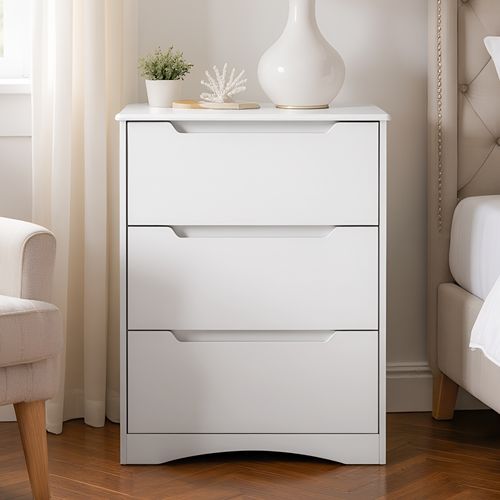 Commode 3 Tiroirs Chiffonnier Blanc 62 X 41 X 82 Cm