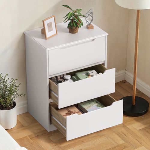 Commode 3 Tiroirs Chiffonnier Blanc 62 X 41 X 82 Cm