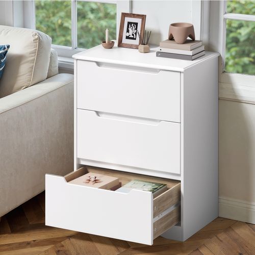 Commode 3 Tiroirs Chiffonnier Blanc 62 X 41 X 82 Cm