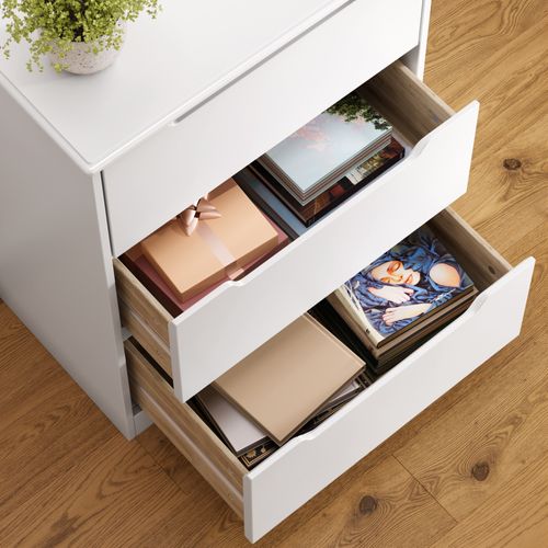 Commode 3 Tiroirs Chiffonnier Blanc 62 X 41 X 82 Cm