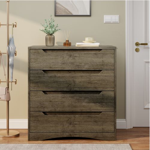 Commode 4 Tiroirs Chiffonnier Gris Foncé 72 X 41 X 82 Cm