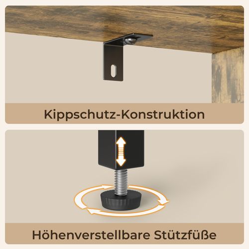 Bibliothèque 2 Portes Imitation Chêne Et Acier Marron