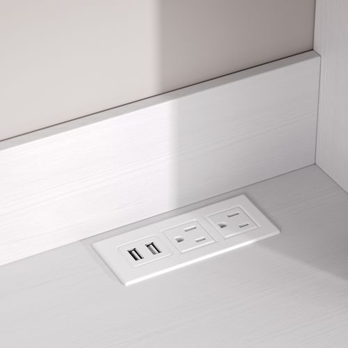 Buffet De Cuisine Blanc, Buffet Haut Avec 3 Tiroirs Et 6 Portes